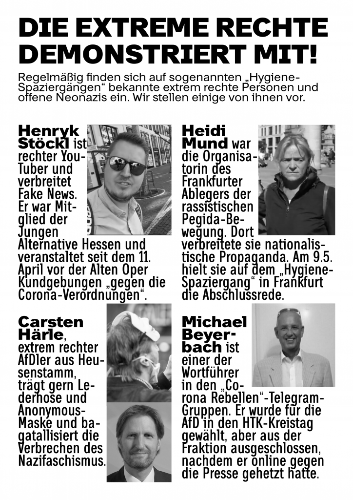AKTIONSKARTE &amp; FLYER

Für die Proteste heute findet ihr immer Updates unter #ffm1605. Außerdem könnt ihr vorab schon mal einen Blick auf die Aktionskarte werfen 👇 Wer in den letzten Wochen eigentlich so mitgelaufen ist bei den #Hygienedemos seht ihr auf dem Infoflyer!