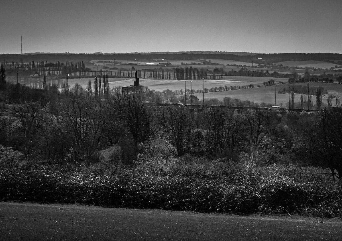 OutdoorReed's tweet photo. Local landscape layers, lines and spring tones. (Something different for me. A b&amp;w landscape on a high contrast day across the only view of what might be called a ‘vista’ within walking distance of my home).
#locallandscape #dailyexercisewalk #socialdistancing #landscape_bnw https://t.co/zzfKgONAQ3