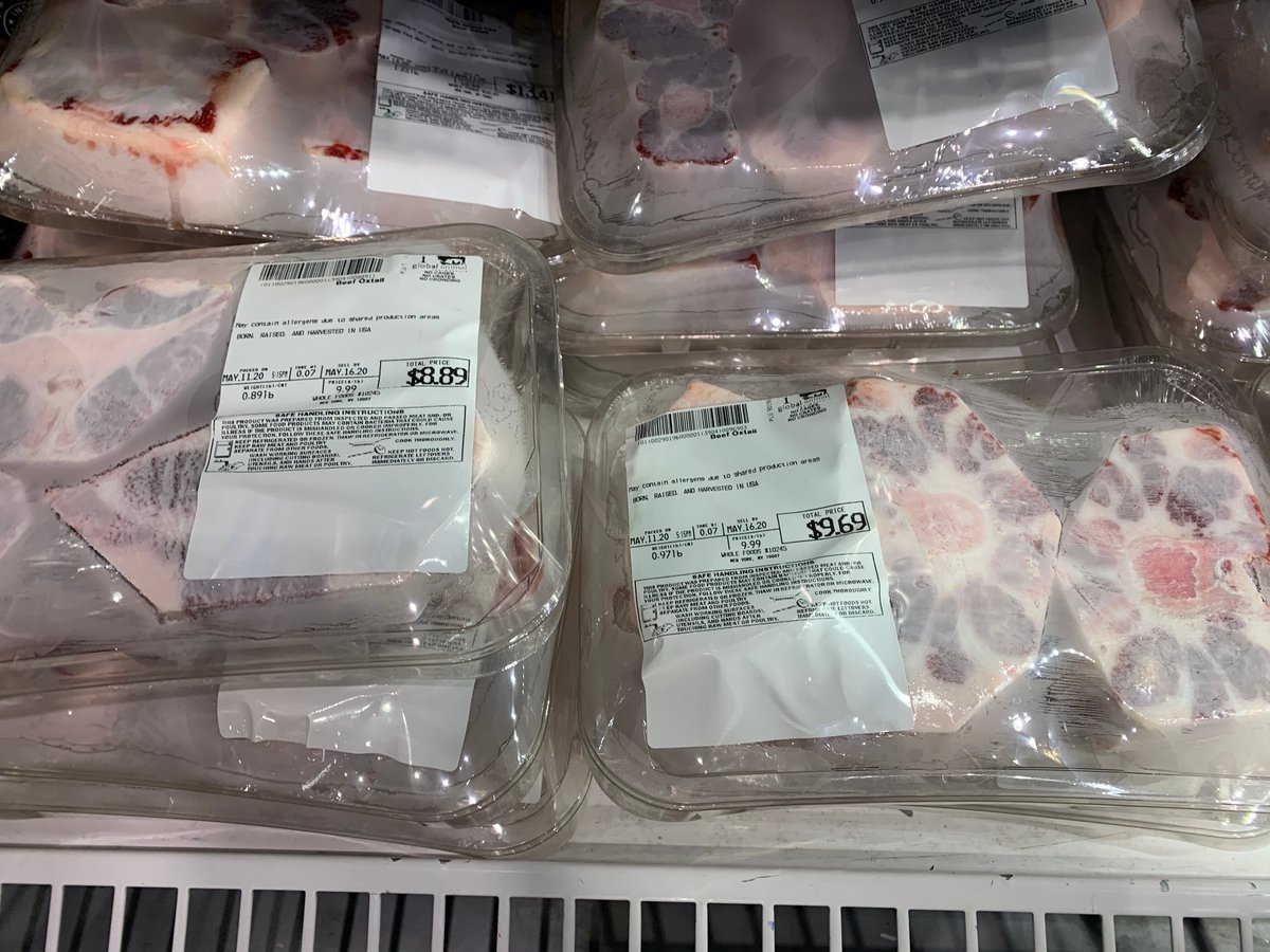 On supply chains: right now, there is plenty of food, it's just not the food you are used to seeing. And some staples are gone. Nothing is on sale, and many things don't have price labels. Also, unusual (for USA) and off-season cuts of meat: a turkey leg, a whole duck, oxtail.