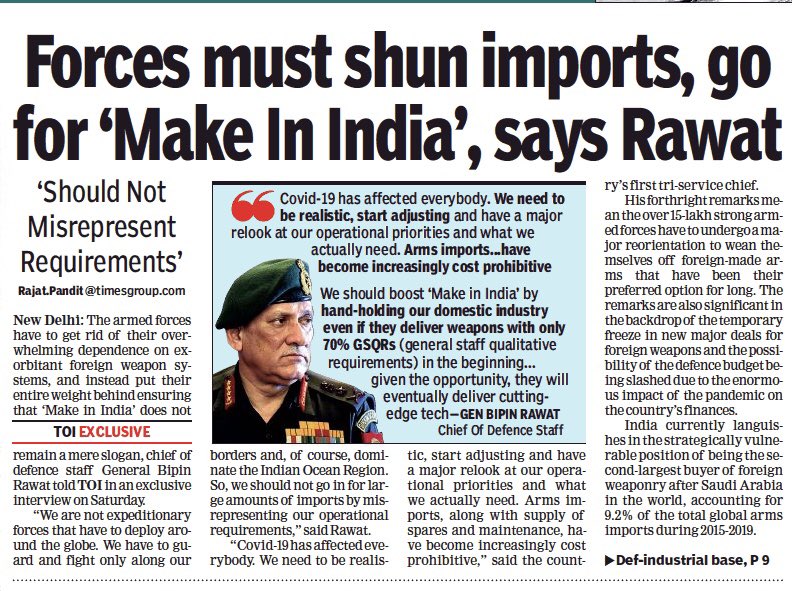 rajatpTOI's tweet image. This exclusive interview of chief of defence staff General Bipin Rawat on May 9 by @timesofindia indicated the Big Bang #DefenceReforms which were in the pipeline and finally announced today!