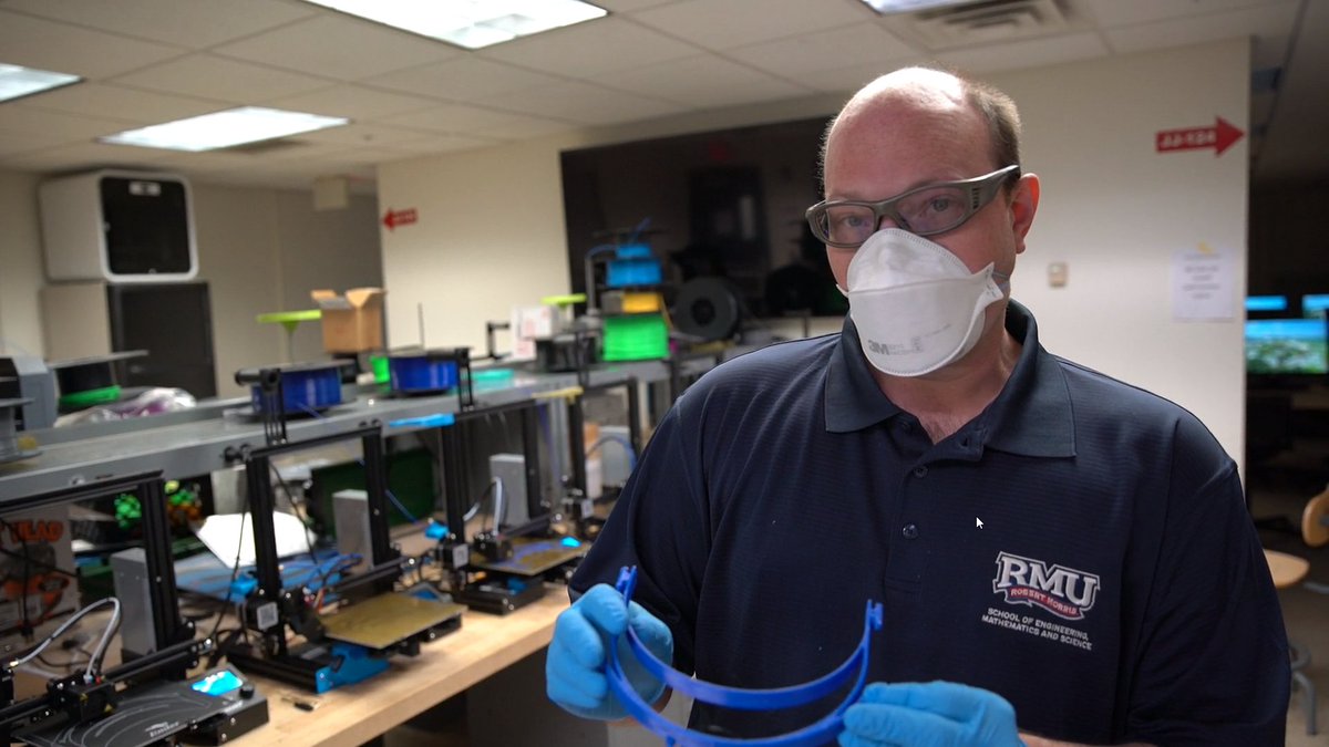PPEConnectPGH's tweet photo. We want to thank @RMU  for their contribution to our local Face Shield initiative. A very special thanks to Gabe Cotrell who 3D printed parts for 590 face shields over the past 3 weeks! 

Check out our website for more information. #ppeconnectpgh #rmu #corona #covid #covid19 https://t.co/ghZOcLxLfU