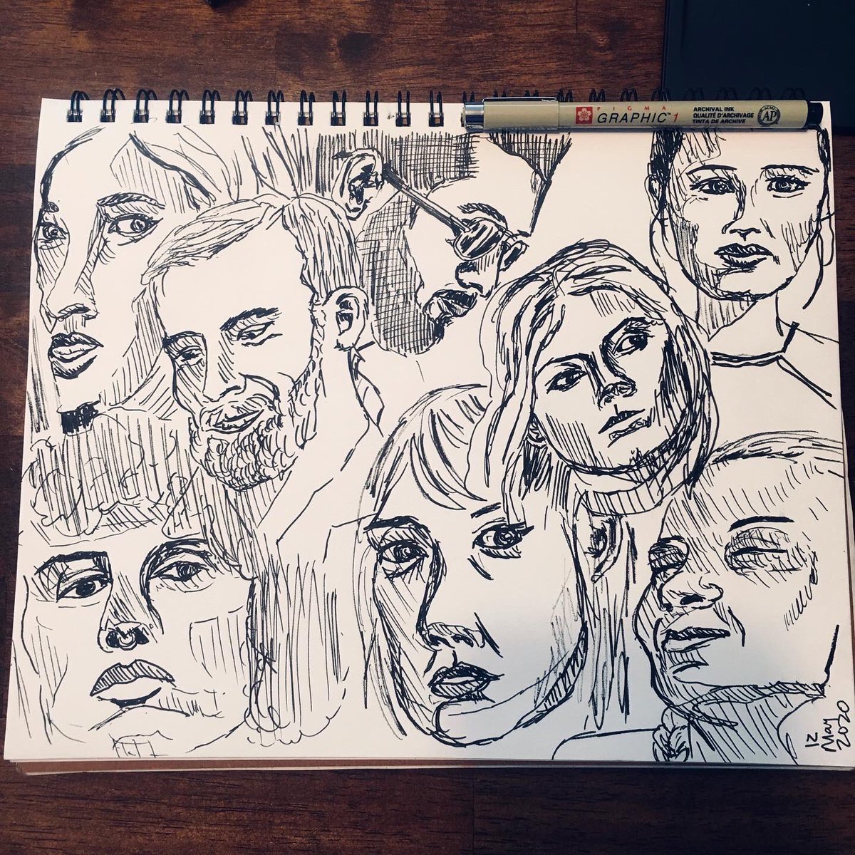 handdrawnmfa's tweet photo. This week’s face drawing practice; references from the Sketch Daily reference image generator. https://t.co/QJvCkgfS3p