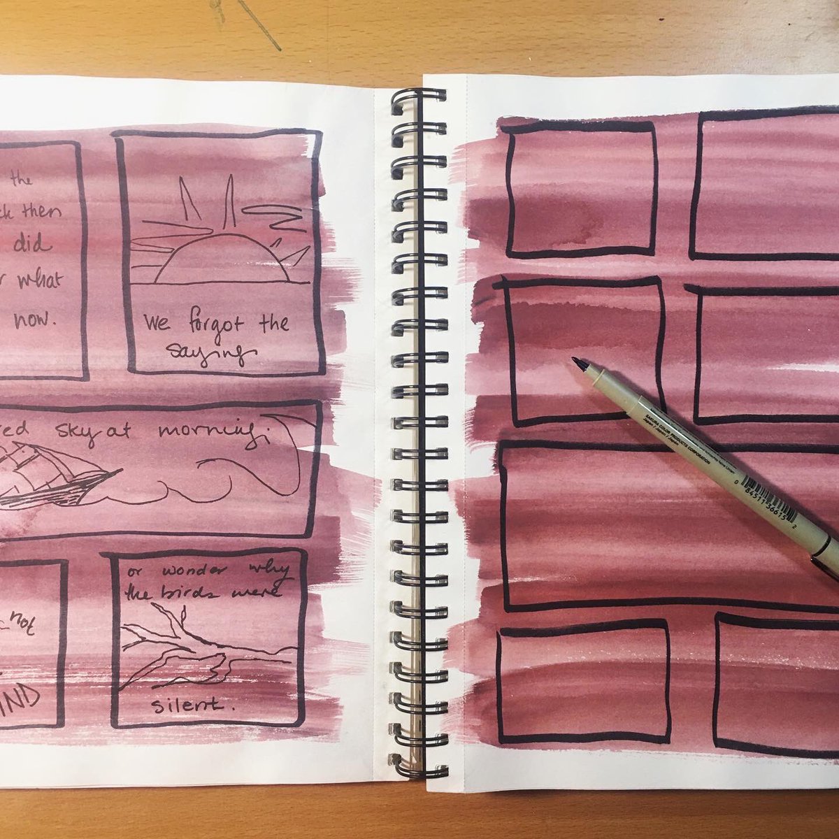 handdrawnmfa's tweet photo. Incomplete comics poetry in the art journal. Kind of basic to start; not sure if I’ll get back to it. https://t.co/rjTPNxFqy8