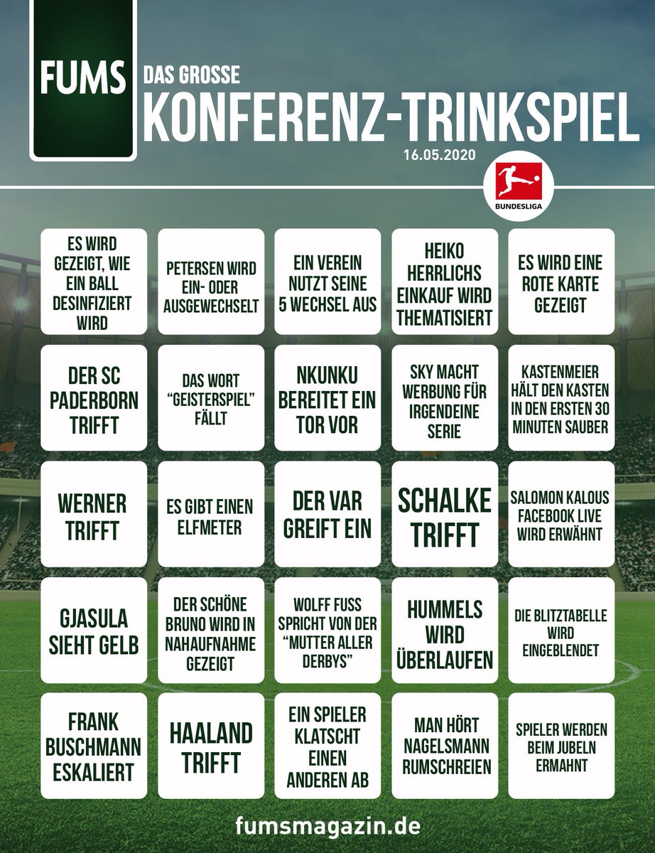 Fums Das Einzig Wahre Trinkspiel Ist Back Feiert Zugleich Eine Weltpremiere Denn Aus Dem Topspieltrinkspiel Wird Heute Das Konferenz Trinkspiel 1 Ausdrucken 2 Getranke Bereitstellen 3 Bei Treffern Trinken