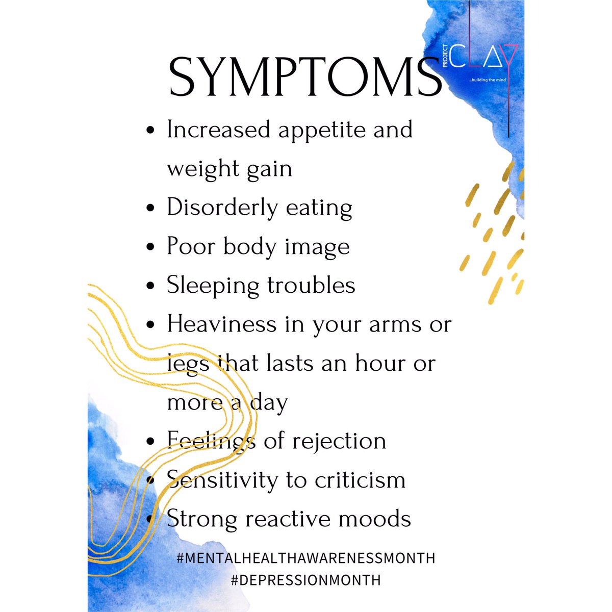 _projectClay's tweet photo. Hey Tweeps! 👋🏽it’s day 6 of our #depressionweek today we talk about Atypical depression 🧐, and it’s symptoms .
Follow us @_projectClay we follow back😁#mentalhealth #Curfew #DeleMomoduAt60 #Rotimi #footballisback #Neymar #COVID__19 #staysafe https://t.co/bLBlA5HIKP