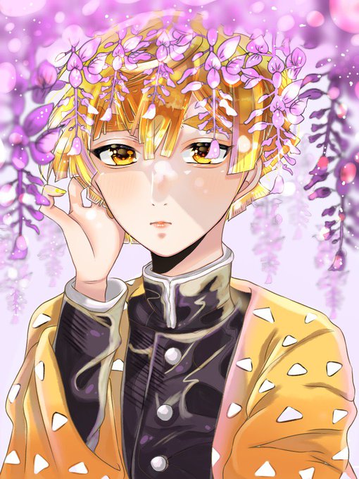 白瀬💌💋さんがTwitterに投稿した我妻善逸(鬼滅の刃)のイラスト。