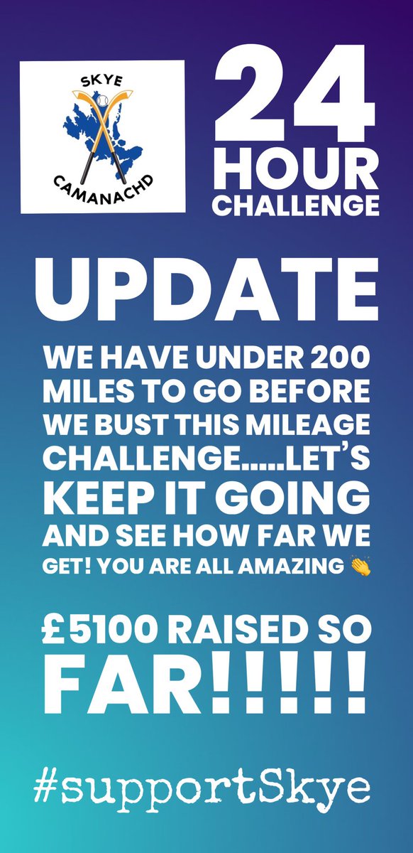 ASTOUNDING! Your support has been amazing....#keepitgoing #supportSkye #challenge #teameffort