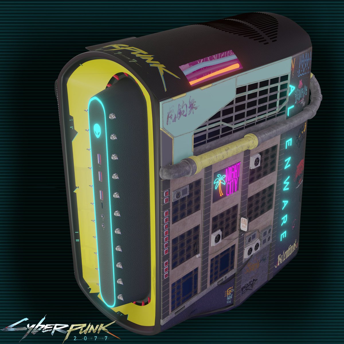 Anim3dJ's tweet photo. Here you can see 3/4 view of the model. #CyberUpYourPC @CDPROJEKTRED @CyberpunkGame @Alienware @SteelSeries https://t.co/gvB3oQ2VGU
