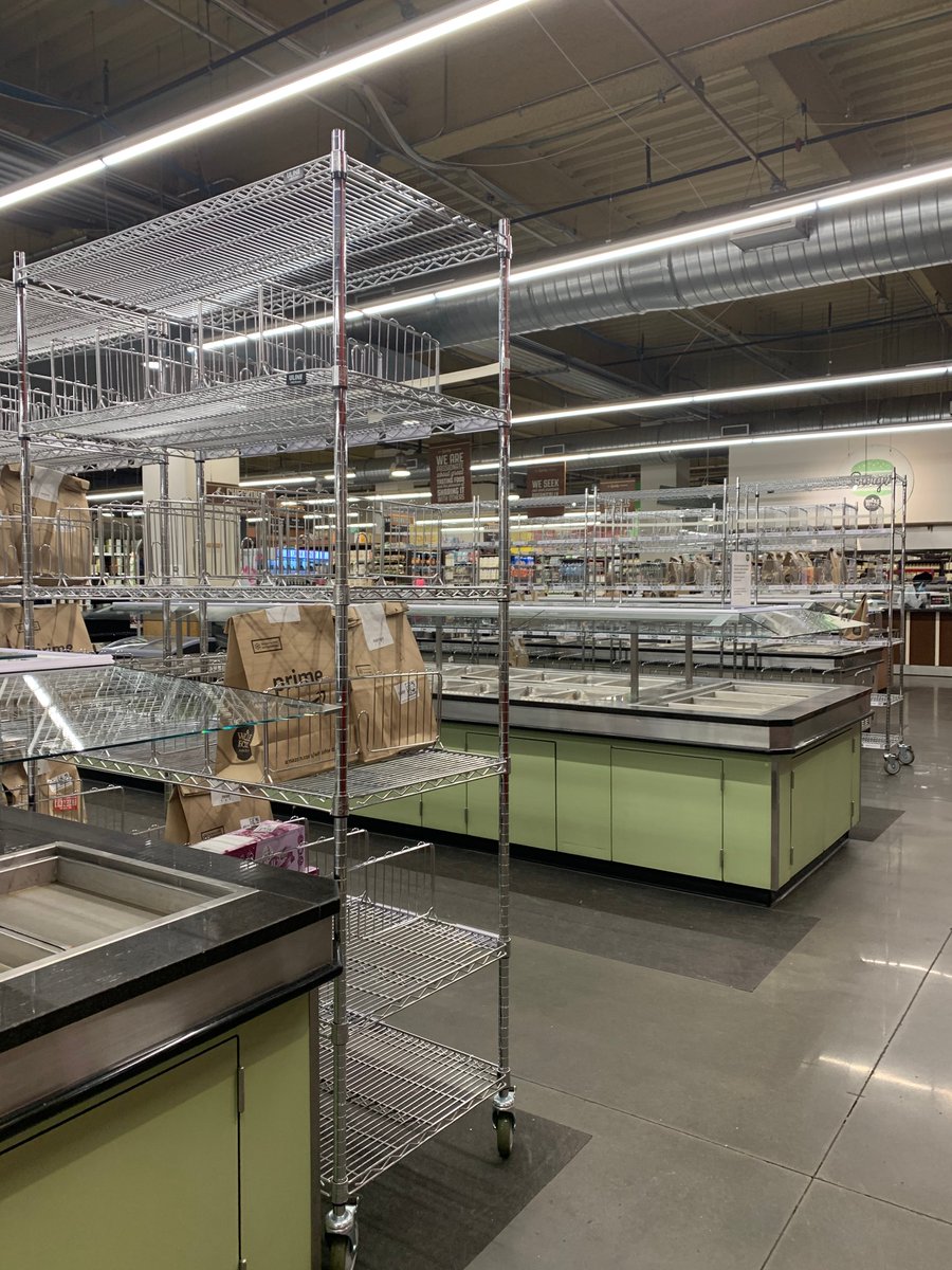 Street-level retail has struggled for years & that's not changing. Local shops need to predict most needed products + convert to delivery/pickup. Will require online ordering systems. Reference:  @WholeFoods now has delivery racks in the middle of the store where the hot bar was.