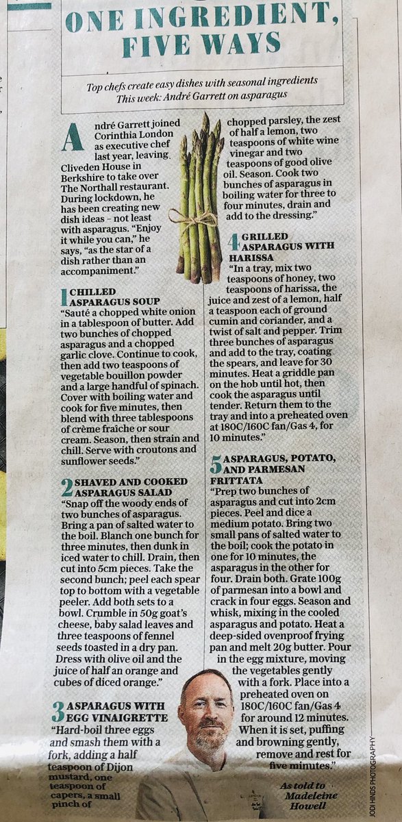 As we approach the last month of the British asparagus season, some great recipes in today’s Daily Telegraph.