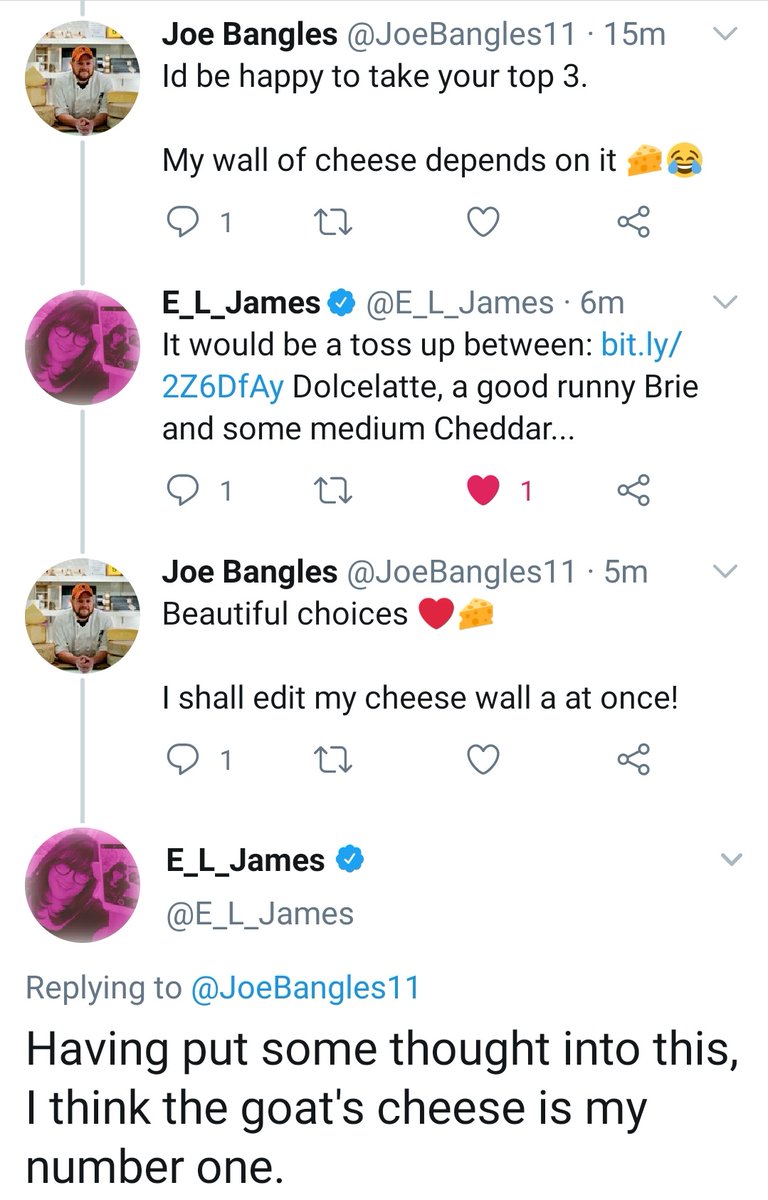 *cheese wall amendment*Thank you  @E_L_James for your considered choices. You've put more thought into this question than anyone so far who've made the Wall, and for that, I thank you 