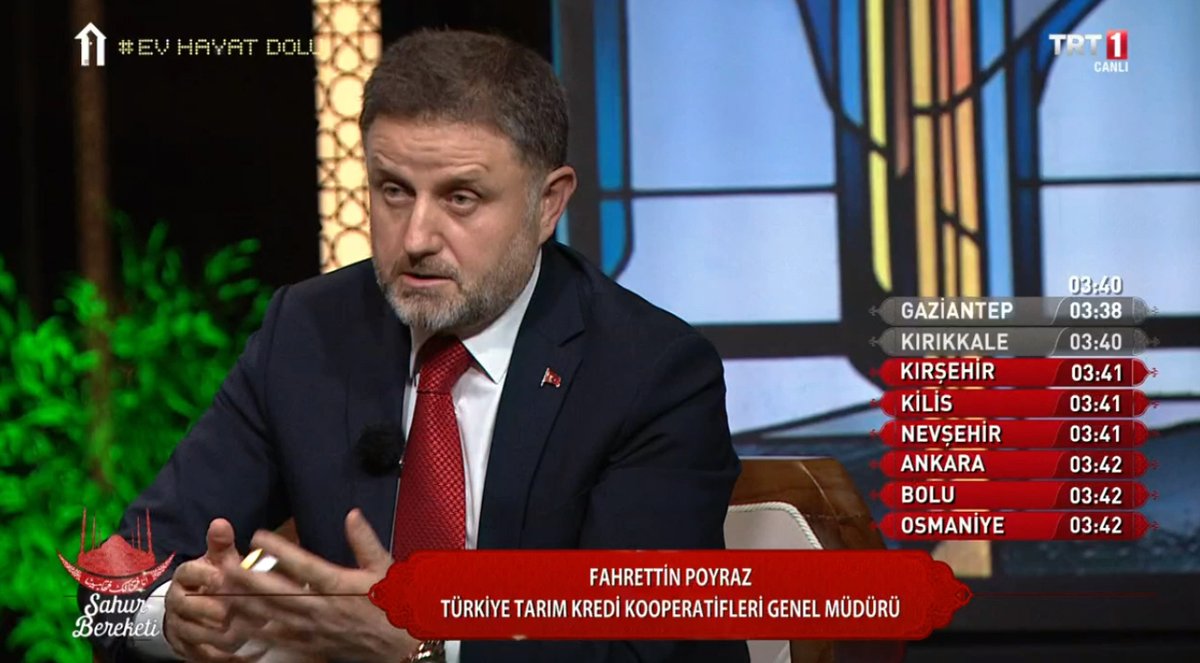 tarimkredi's tweet photo. #TarımKredi Genel Müdürü Dr.@fahrettinpoyraz, TRT1’de canlı yayınlanan Sahur Bereketi programının konuğu oldu. Poyraz, kooperatifçilik, tekafül sigortası, güvenli gıda ve Tarım Kredi Kooperatiflerinin çalışmaları hakkında bilgiler aktardı.
@berekettekaful 
@trt1 
#SahurBereketi https://t.co/EYGEO2SHN2