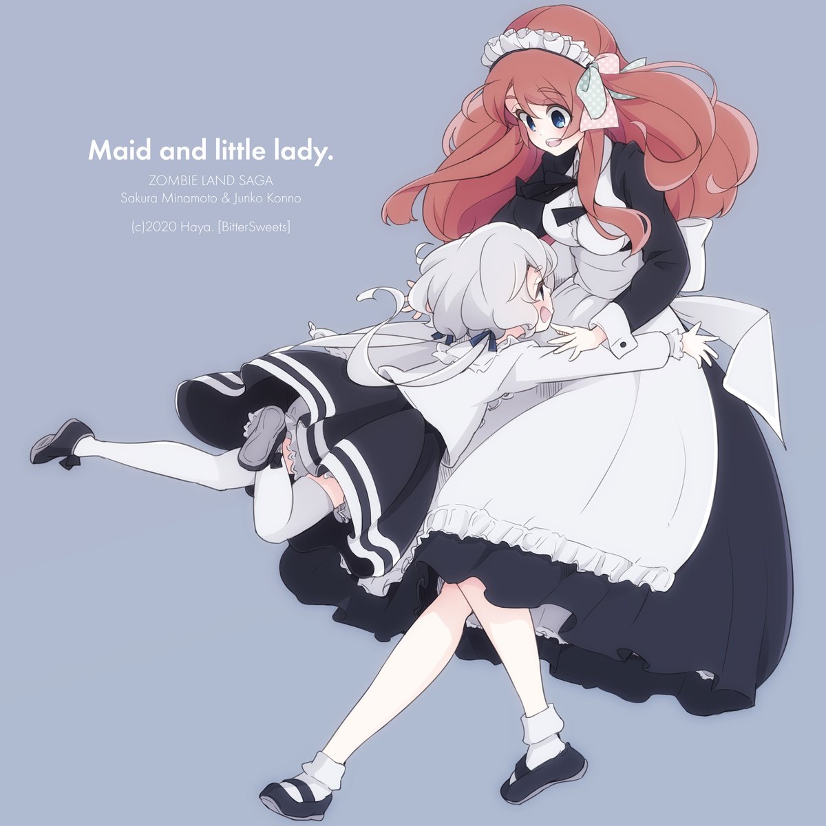 紺野純子 ,源さくら 「Maid and little lady.
#ゾンビランドサガ #源さくら #紺」|Haya.🍻のイラスト