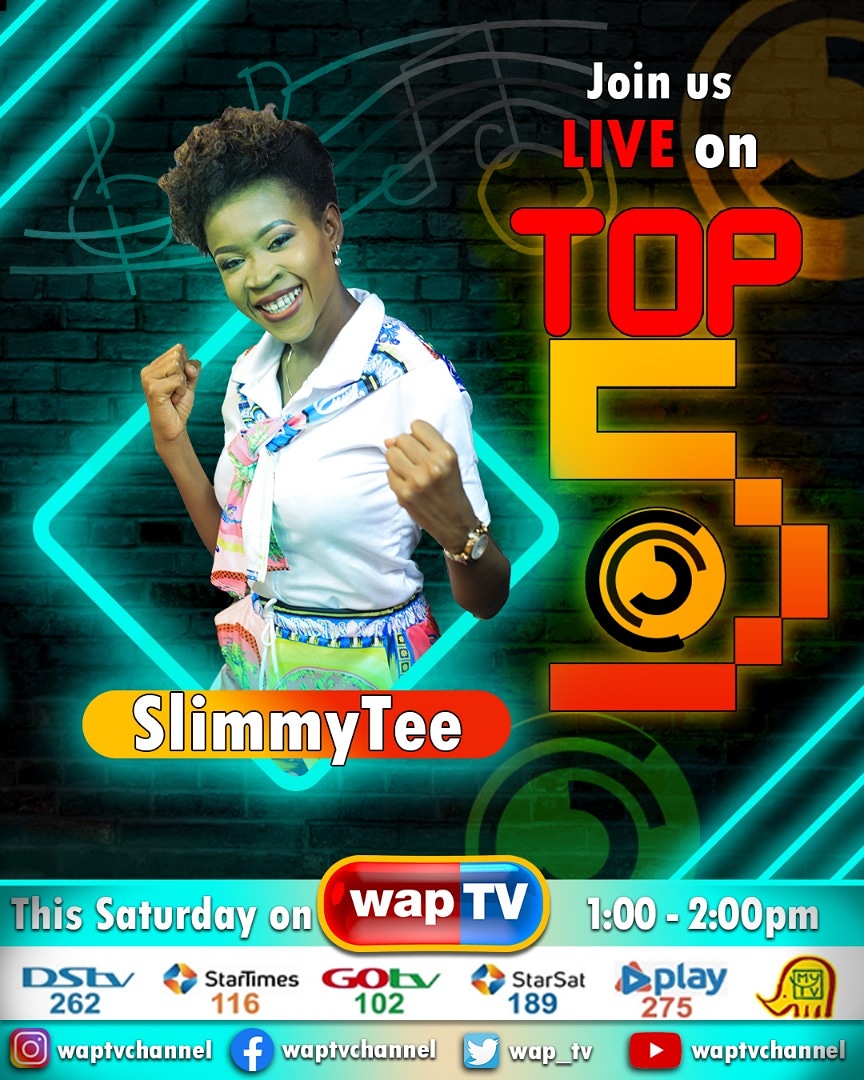 wap_tv's tweet photo. Set your reminders for Top 5ive today!๐ถ Tune in to #wapTV, 1:00 pm for that 'Top 5ive' experience with your favourite girl @slimeytee1
Itโs all about lifestyle and good music ๐ถ ๐ง Donโt miss todayโs show.
#showingtoday #top5ive #waptv #tvshows #familyentertainment https://t.co/gUngYbgdGa