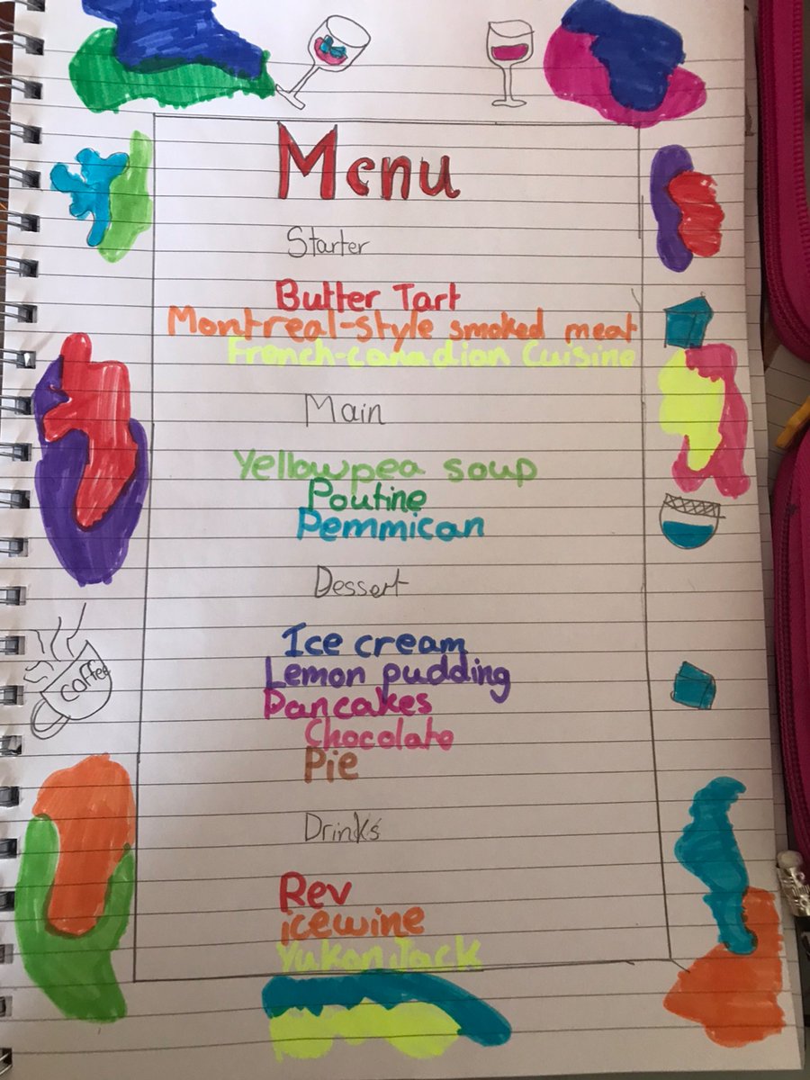 MrJones_npps's tweet photo. For a task this week we asked year 5 to design their own US themed restaurant menu! Here are some delicious examples from Jannatul, Marouane and Nada 🤤🤤 https://t.co/PrhM7hyMiz