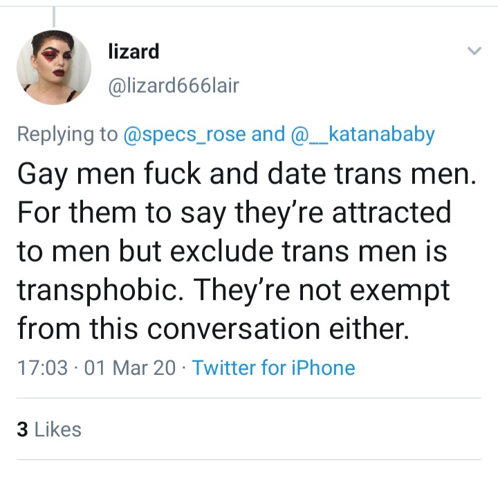 Riley J, Genital Preferences are Transphobic, Dennis. https://www.youtube.com/watch?time_continue=1&v=k5GYlZKfBmI&feature=emb_logo