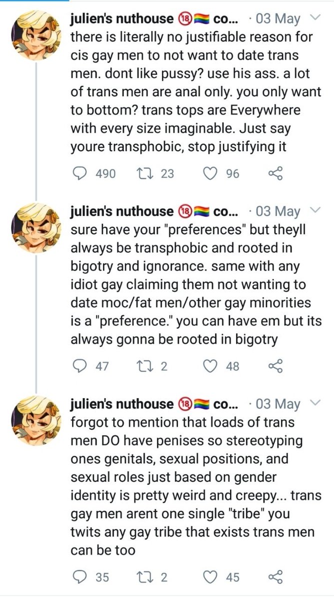 Riley J, Genital Preferences are Transphobic, Dennis. https://www.youtube.com/watch?time_continue=1&v=k5GYlZKfBmI&feature=emb_logo