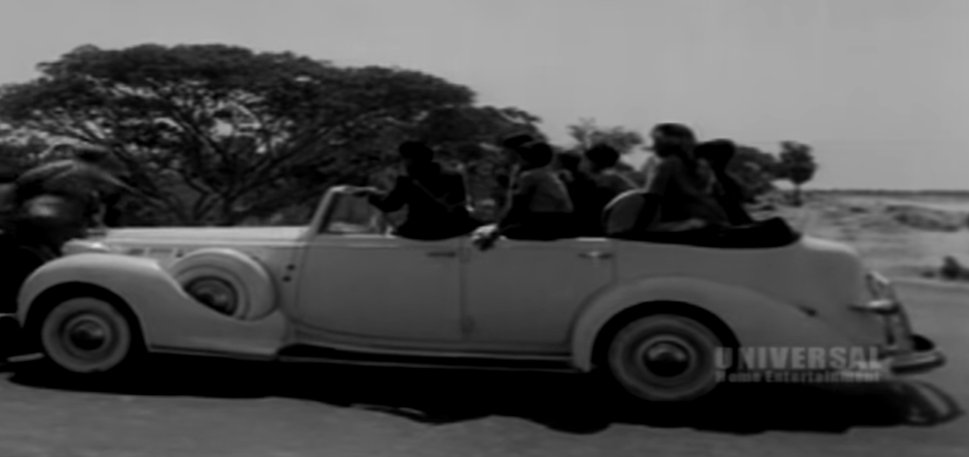 The same movie also saw the return of NTR's 1939 Packard Twelve, with his son Harikrishna riding it. This was the last V12 Packard manufactured and featured Art Deco ornamentations and a walnut veneer dashboard