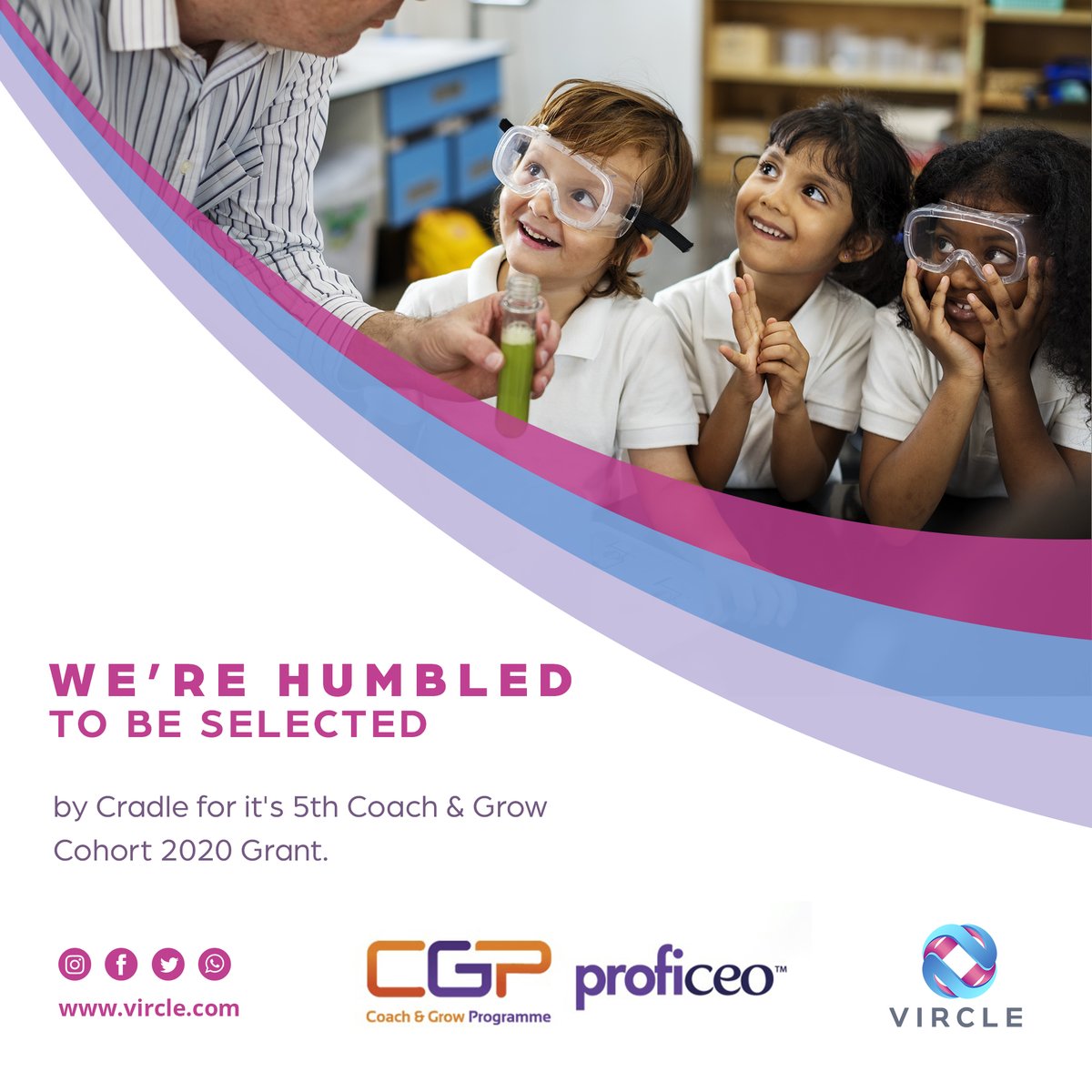 VircleMy's tweet photo. Vircle is humbled to be selected by Cradle for it's 5th Coach &amp; Grow Cohort 2020 Grant. 

CGP will help us through the next 12 months on our crucial scale phase growth strategies and metrics.

#ProficeoCares #IamCGP5 #vircle #TheCircleThatMatters https://t.co/cBuNtdIXpn