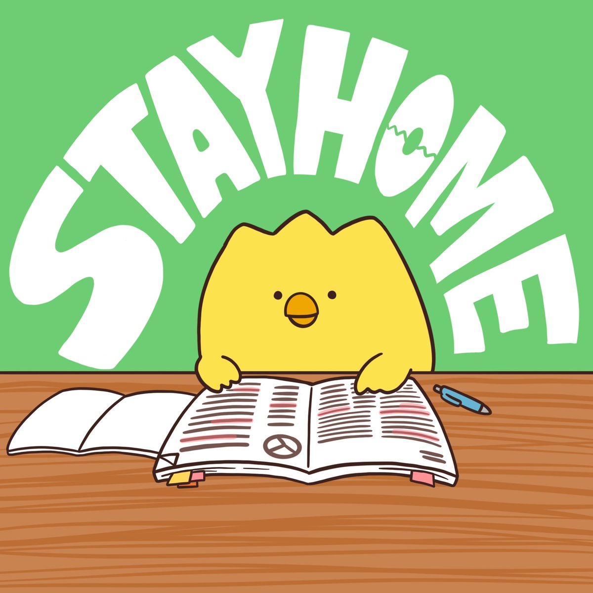 「以前も違うところで貼りましたが、鳥たちの #StayHome アイコンを配布しま」|毎日でぶどり🐔🐤のイラスト