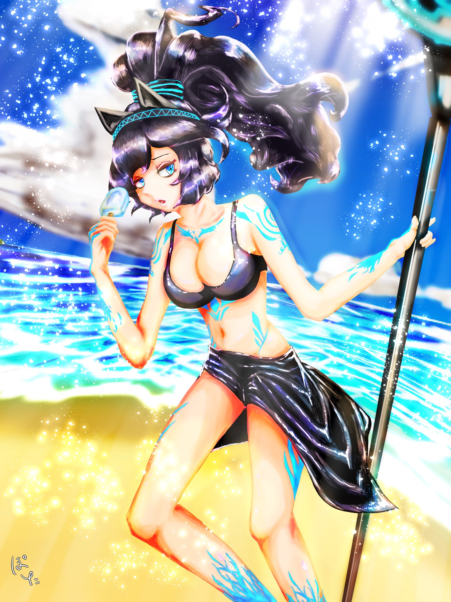 ぽ 漆黒の魔女ダークキャスリィ Summer Ver キャスリィめっちゃ可愛い ﾟ艸ﾟ ひと足早いけど水着ver で描いてみました にゃんこ大戦争 禍根の魔女キャスリィ 漆黒の魔女ダークキャスリィ 黒キャスリィ 黒キャス T Co M3sgtnhlqx Twitter