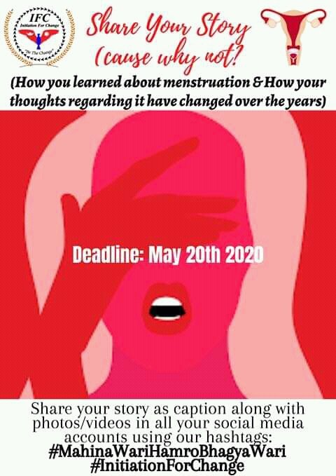 _moo_nah's tweet photo. May, The month of mensturation❤️
I want everyone specially males to take a part in this small effort toward change by #initiationforchange nd share your mensturation story, how u knew abt period,for detail plz follow #IFC fb Page☺️
#महिनावारी_हाम्रो_भाग्यवारी
#InitiationForChange https://t.co/GOAvs4k8G0