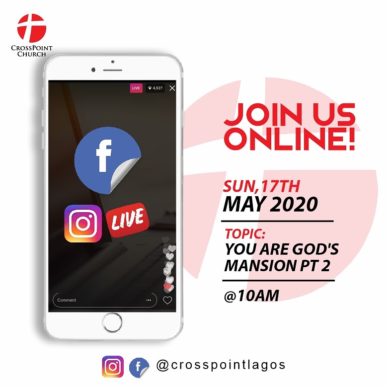 CrossPointLagos's tweet photo. It is going be a great time in God's presence from the comfort of your home. 

Join us live on Facebook and Instagram at 10am. Tag someone to invite them.

#GodisLove 
#Crosspointchurch #CrossPointLagos
#FaithoverFear
#GodDidntBringCOVID
#YouAreGod'sMansion
#Believer'sIdentity https://t.co/HvK6iVnRFs