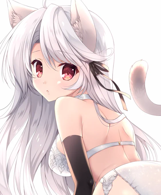下着姿の猫耳の女の子です!お尻の塗りとパンツ描くのが楽しかった～❤️ 
