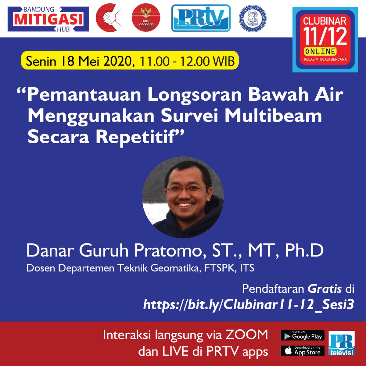 ActionBmh's tweet photo. CLUBINAR 11/12 - GRATIS UNTUK UMUM (free esertifikat)
Yuks daftar di : https://t.co/R7L7f0KdXW
Via aplikasi ZOOM  atau Live di aplikasi  PRTV (https://t.co/QKhpB99twc)
Kontak : Firman - 081932229924
#clubinar11I12 #bandungmitigasihub #prtv #covidaritas #satuindonesia #ppmbitb https://t.co/Bcj6AcAW4r