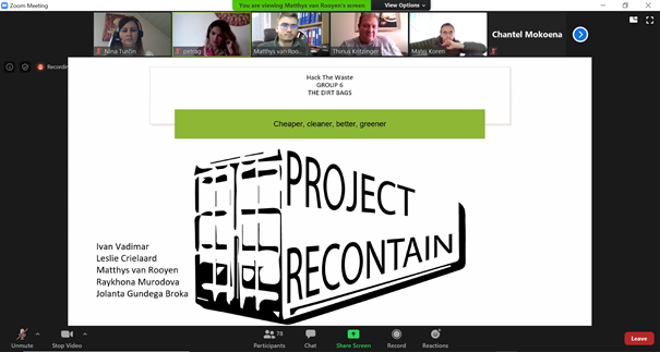 hackthewaste's tweet photo. It's time for team 6 (The Dirt Bags) and their solution Project Recontain
#hackthewaste #businet #ucll #BelgiumCampus #BA #fhict #avans #DobaBusinessSchool #doba #credentify1 #virtualhackathon https://t.co/K6A0ljFyf4
