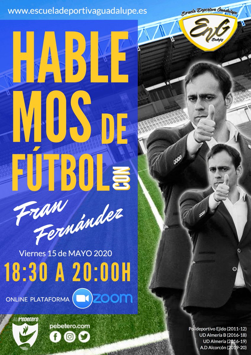 Continuamos con la formación y el aprendizaje. Charla de Fran Fernández, entrenador del <a href="/AD_Alcorcon/">A.D. Alcorcón</a> dirigida a entrenadores de <a href="/ADPebetero/">AD Pebetero Olímpico</a> y <a href="/EDVGuadalupe/">ED Guadalupe Badajoz</a>, alumn@s de <a href="/PebeteroFutbol/">Pebetero Fútbol</a> y amantes del ⚽. 💪
