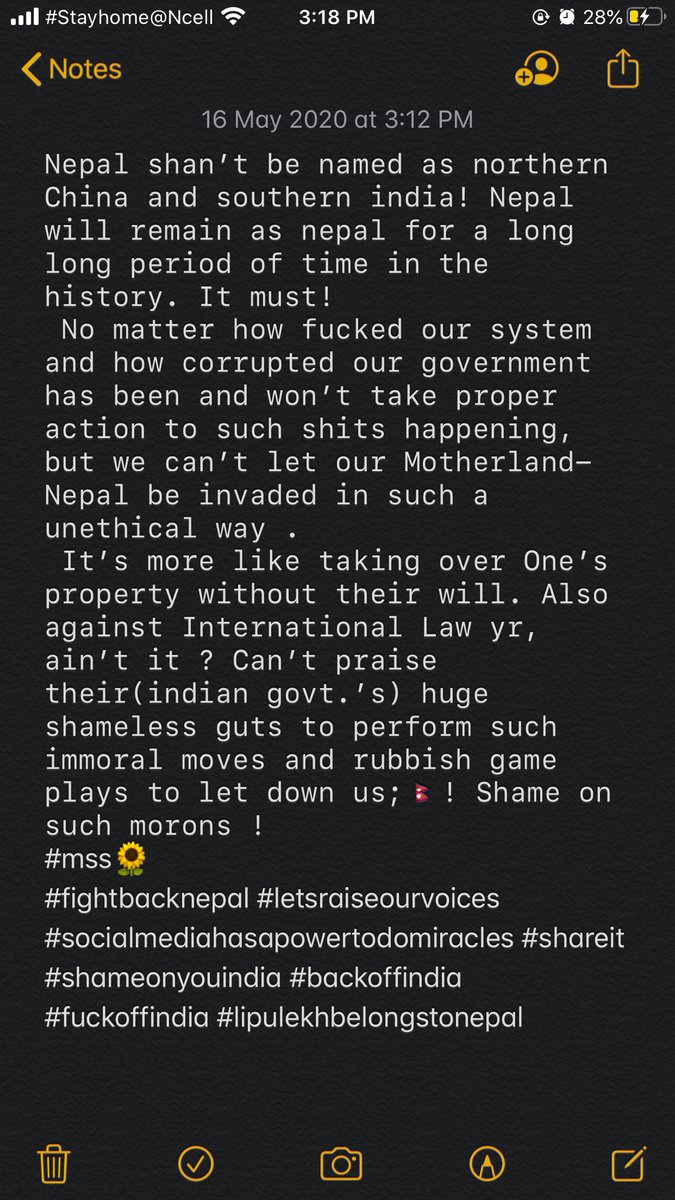 SamikshaSherch1's tweet photo. Bholi bihana wuthda adha Nepali; Chinese and adha Nepali;Indian bhako dekhna naparos.
#ShamelessMorons! 💩
#mss🌻
#fightbacknepal #letsraiseourvoices #socialmediahasapowertodomiracles #shareit
#shameonyouindia #backoffindia #fuckoffindia #lipulekhbelongstonepal https://t.co/6eRhUSNF5e