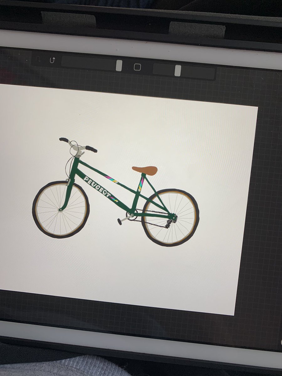 sam__shannon's tweet photo. Too much coffee = lumpy wheels. โ๏ธโ๏ธ๐ฒ #isolationactivites #peugeot @procreate https://t.co/WbUFWDTySi
