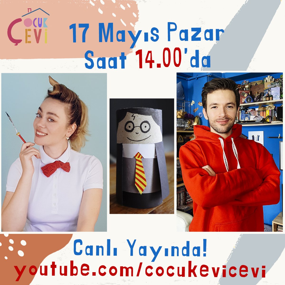cocukevicevi's tweet photo. Asalarınız ve cübbeleriniz hazırsa, sihirli bir yolculuğa çıkıyoruz. Mösyö Taha ile Harry Potter kukla ve kalemliği yapımı, yarınki canlı yayınımızda! 

Yarın saat 14.00'da Peron Dokuz Üç Çeyrek'te görüşmek üzere... 😃

Kanalımız: https://t.co/G7shwpALej

@mosyotaha 
@dmtevgar https://t.co/UXprdJ41sz