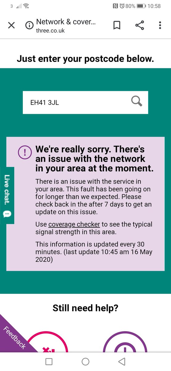suzbag's tweet photo. @ThreeUK hey 3, what's with the signal issue here? Check back in 7 days????? https://t.co/8uxOsVGb1z