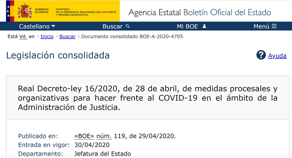 Miro el email hoy y veo que me admiten una demanda para reducir la pensión de alimentos de un padre que se ha quedado en el paro por la crisis del covid19
La vista ha sido fijada ya, para final de mayo.
Son juicios rápidos y pueden celebrarse incluso bajo el estado de alarma.