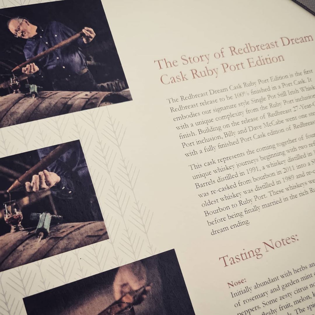 Redbreast reveals its third Dream Cask, a 28 year-old Ruby Port edition. A combination of 4 bourbon, sherry and 4port seasoned casks married for 15 weeks in a port cask. Available from May 25th for € 490. I'll publish my tasting notes soon @Redbreast_US #whiskey #WorldWhiskyDay