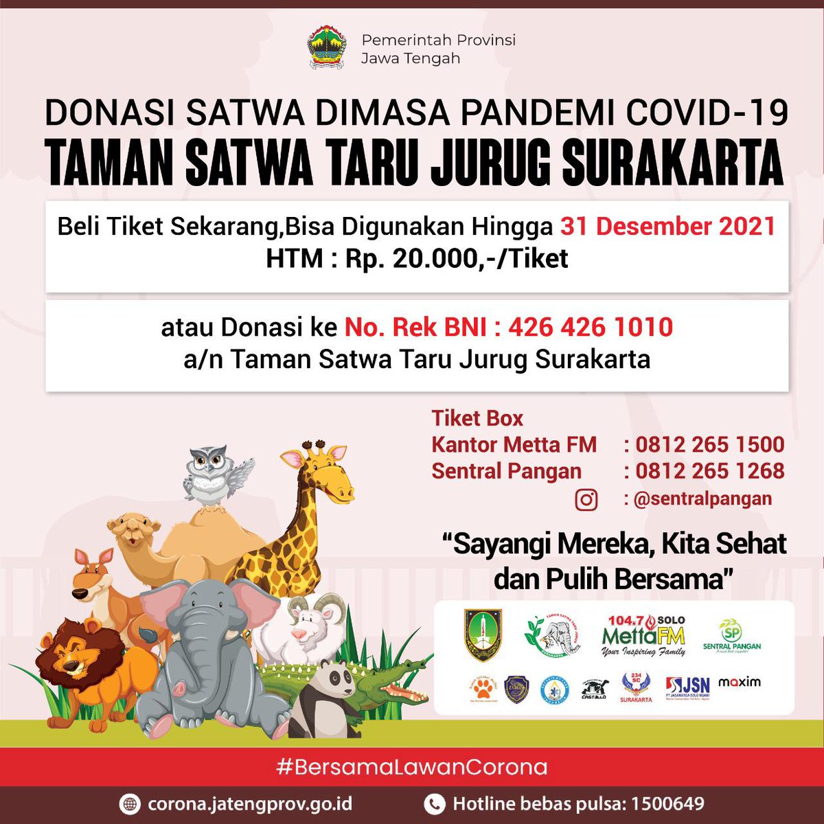 komdigi_jateng's tweet photo. Berbuat baik bisa dengan tetap #dirumahsaja bisa banget lho..
.
Yuk berdonasi untuk satwa,
Sayangi mereka, kita pulih dan sehat bersama..
😊 https://t.co/aXNf8eu8Y4