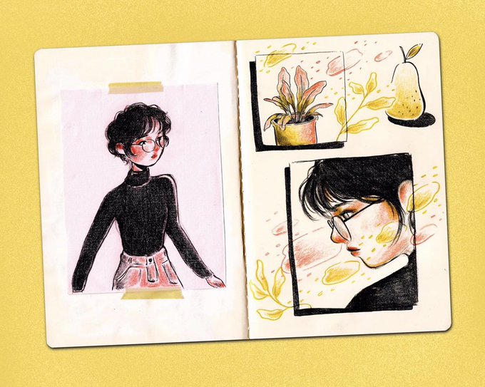 little sketchbook spread ? #artph

i don't use mi black pencils as often so just experimented a bit~ also this hairstyle,, is tempting,, 
