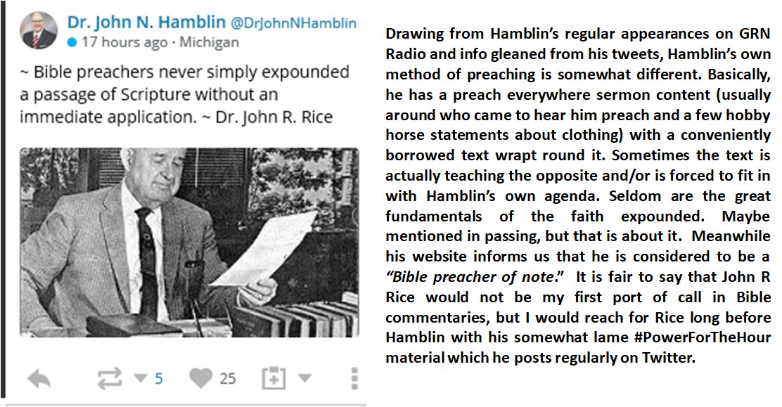 weecalvin1509's tweet image. I found John R. Rice's booklets helpful as a young Christian, but I soon discovered CH Spurgeon and JC Ryle and they were in a different league altogether. As explained below, Rice himself is in a different league than many of the modern #FluffStuff preachers. 
#oldpaths #Hamblin