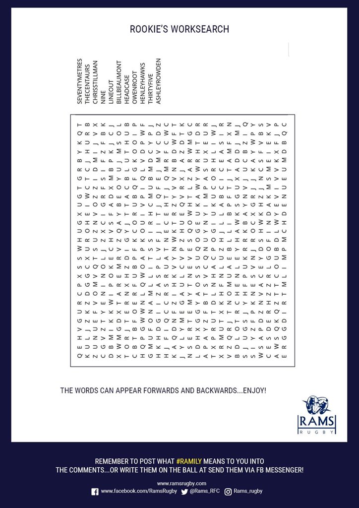 And here’s Rookies’ Crossword and Wordsearch