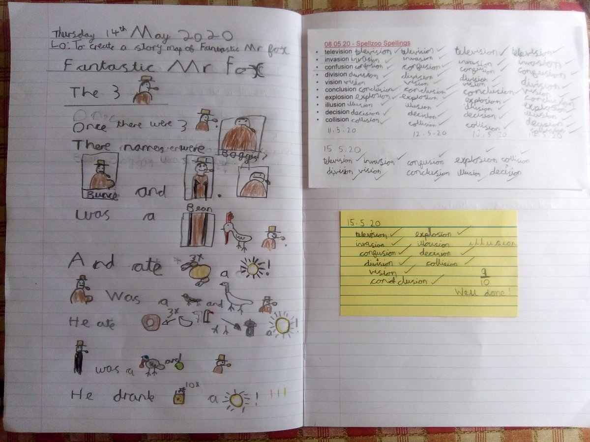 TJPrimary's tweet photo. Sadie and Jack have produced excellent work this week based on the book Fantastic Mr Fox! Well done!
#TJEnglish #TJHomeLearning #3T https://t.co/lW4CNKGYiP