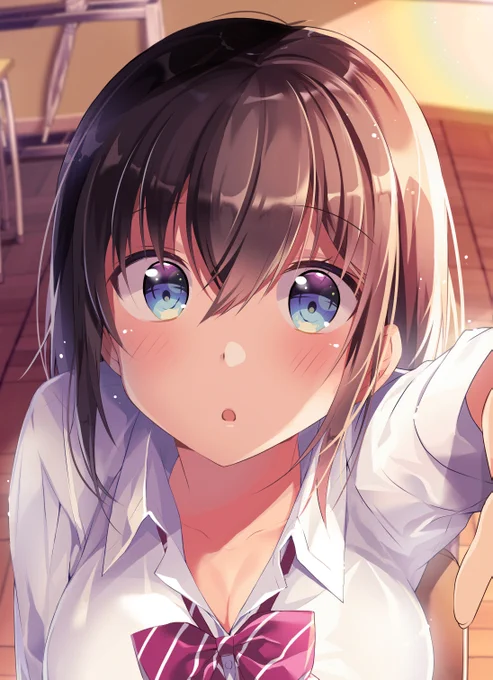 「顔赤いよ…?」
谷間に気を取られていたら、心配して急接近してきたJK
#オリジナル 