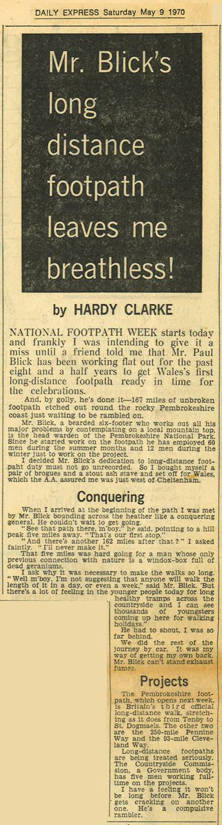 PembsCoast's tweet photo. Some newspaper articles marking the opening of the Pembrokeshire Coast Path National Trail, May 1970
#StayHomeSaveLives #CoastPath50
Rhai o'r erthyglau papur newydd yn nodi agoriad Llwybr Cenedlaethol Arfordir Sir Benfro, Mai 1970
#ArosGartrefAchubBywydau #LlwybrArfordir50 https://t.co/jtlm8OwM7J