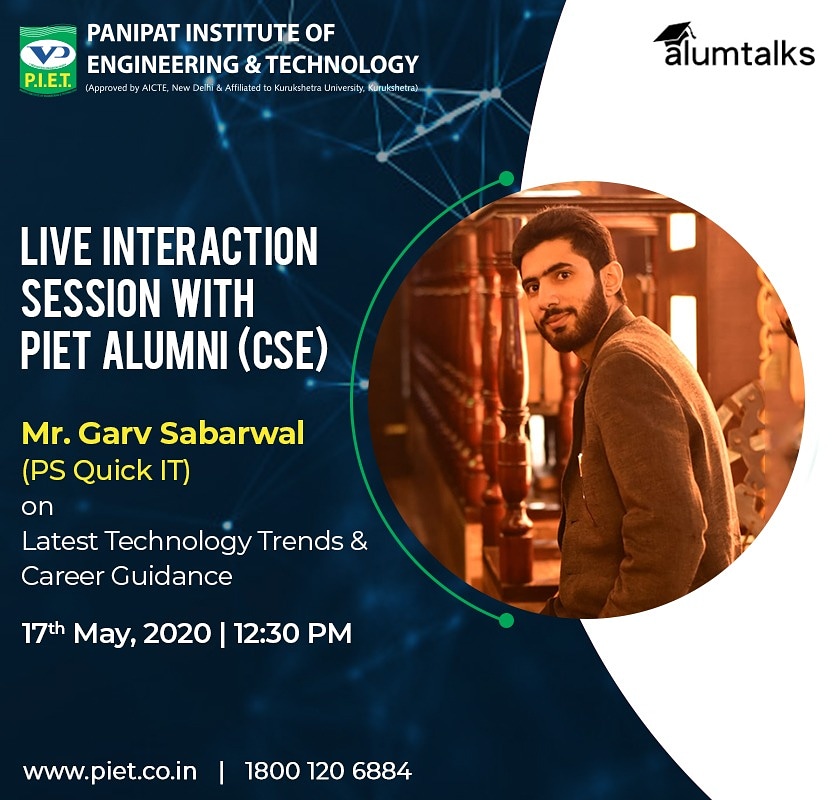 PIETPanipat's tweet image. PIET has organised interaction sessions conducted by industry experts who also happen to be our alumni.
  The purpose of this session is to educate students about LATEST TECHNOLOGY TRENDS &amp;amp; CAREER GUIDANCE! 
#PIETAlumni #PIET #CSE #InteractionSession #latest #career #technology