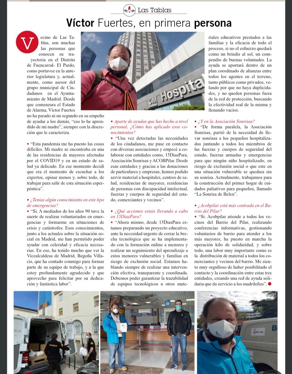 victor_fuertes_'s tweet photo. Muchísimas gracias a la revista @zitusmadrid por la oportunidad de trasladar el trabajo de las entidades sociales 🧡

Repito mi mensaje, "En la vida hay algo peor que el fracaso: el no haber intentado nada" (Franklin D. Roosvelt)

Ánimo, #todosaldrabien #COVIDー19 #HeroesSinCapa https://t.co/9IZ2Z1v4Ud