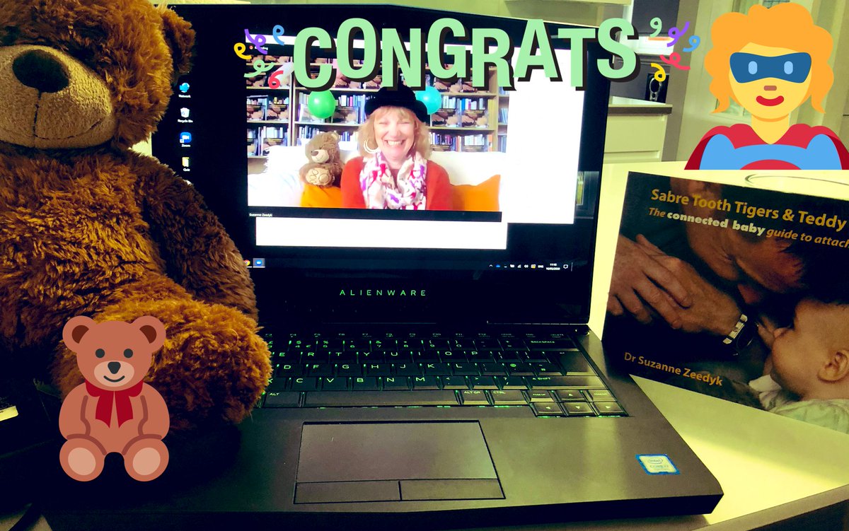 Thanks to our very own superhero @suzannezeedyk on the launch of her new book. Congrats for the fab webinar this morning and the connection and attachment it has created. Thanks to all those who participated and shared their stories @connectedbaby #TigersandTeddies