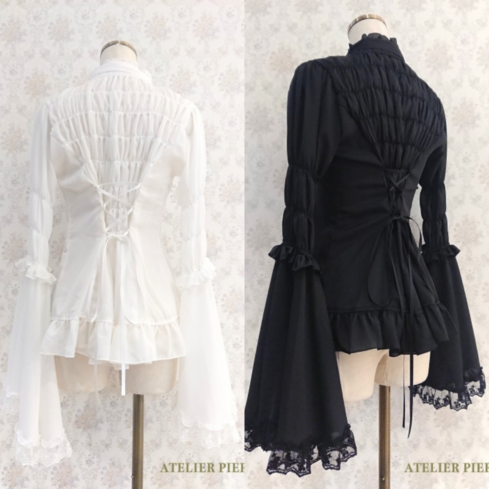 アトリエピエロ　長袖ブラウス ATELIER PIERROT】アトリエピエロ Louise Jabot Blouse ホワイト