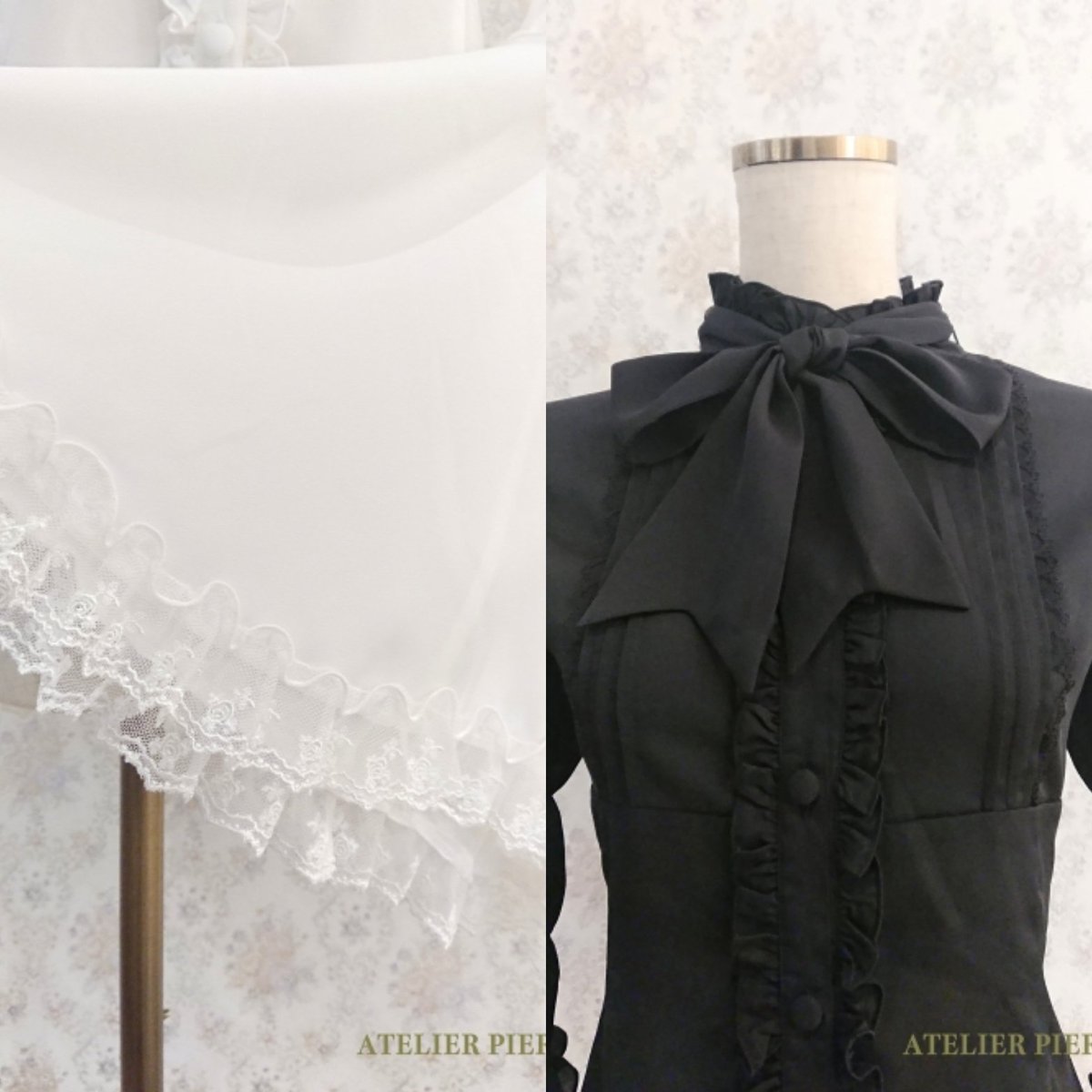 アトリエピエロ　姫袖ブラウス　ブラック ATELIER PIERROT 姫袖ブラウス ブラック
