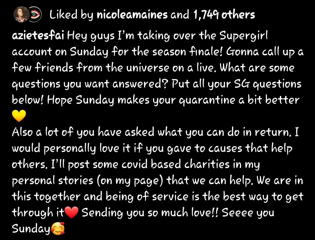 AzieSource's tweet photo. Remember that this Sunday, Azie is taking over the Supergirl IG account. Show your love & support for her there and here. #SupportDansen #Supergirl https://t.co/czrBY5aDTO